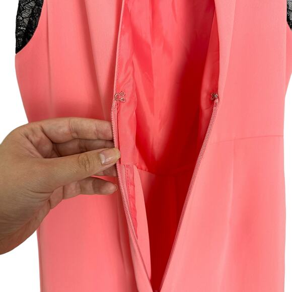 NWT Topshop Pink Sleeveless Romper Keyhole Back Black Lace Trim Sz 6 Boho Chic - Picture 11 of 14